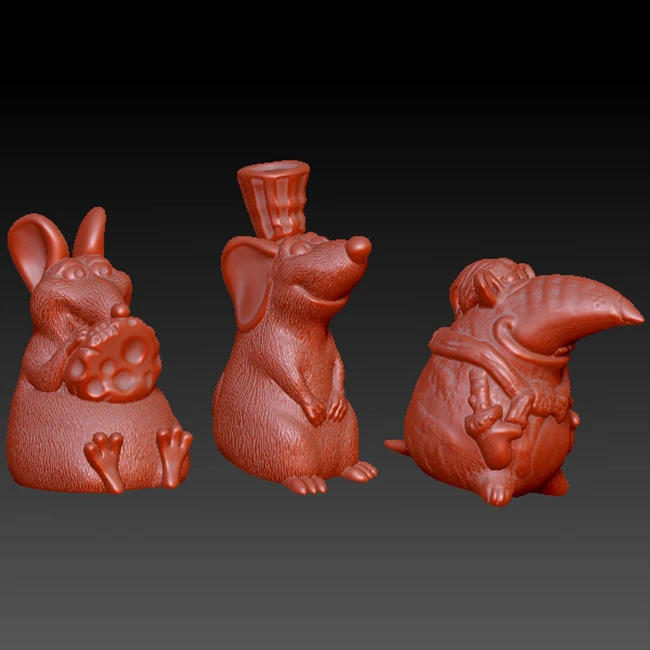 3 шт. Милая мышь компьютерная пилка файл формата STL 3d модель с резным животным