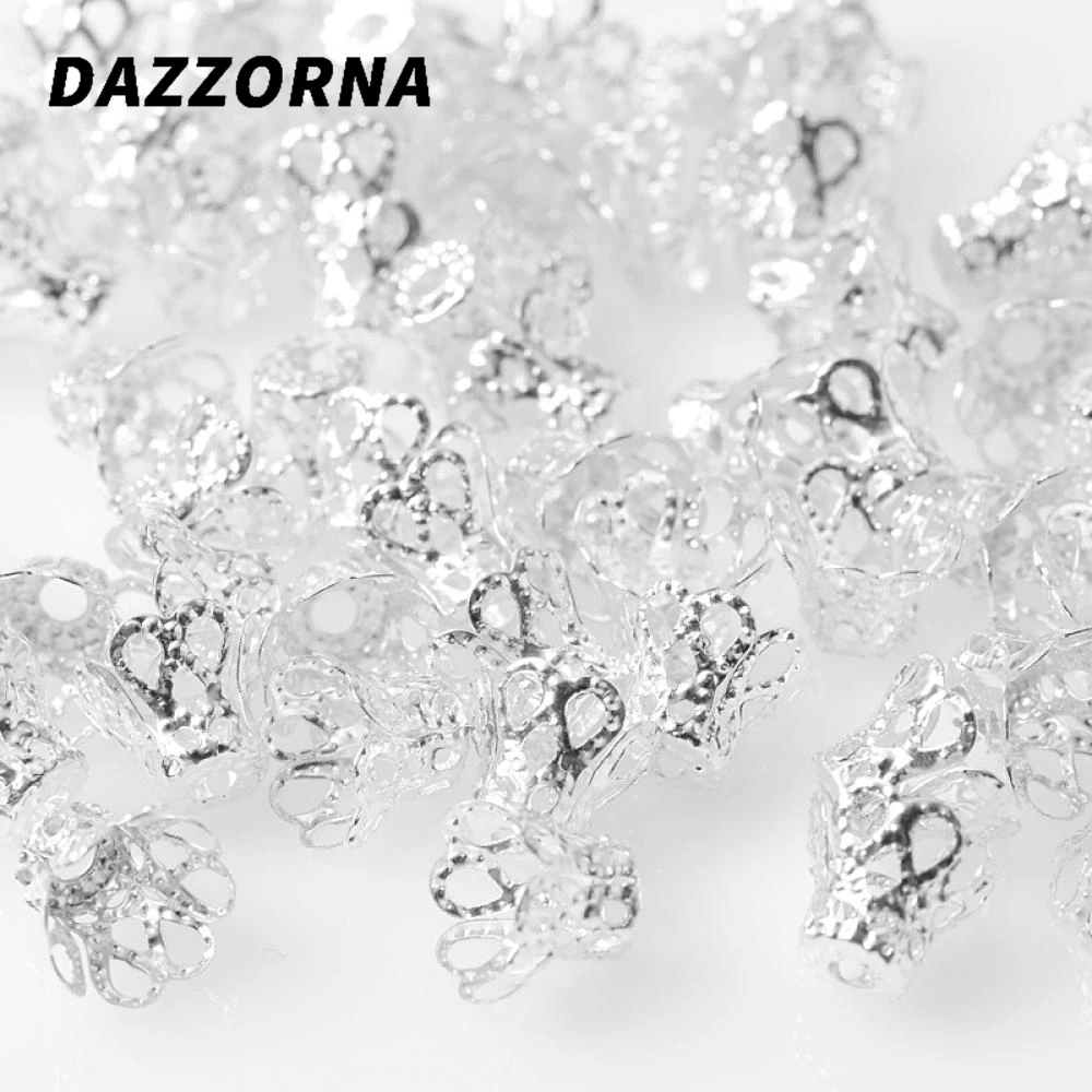 100 шт./лот полые цветочные трубочки бусины Концевики Золотая античная бронза