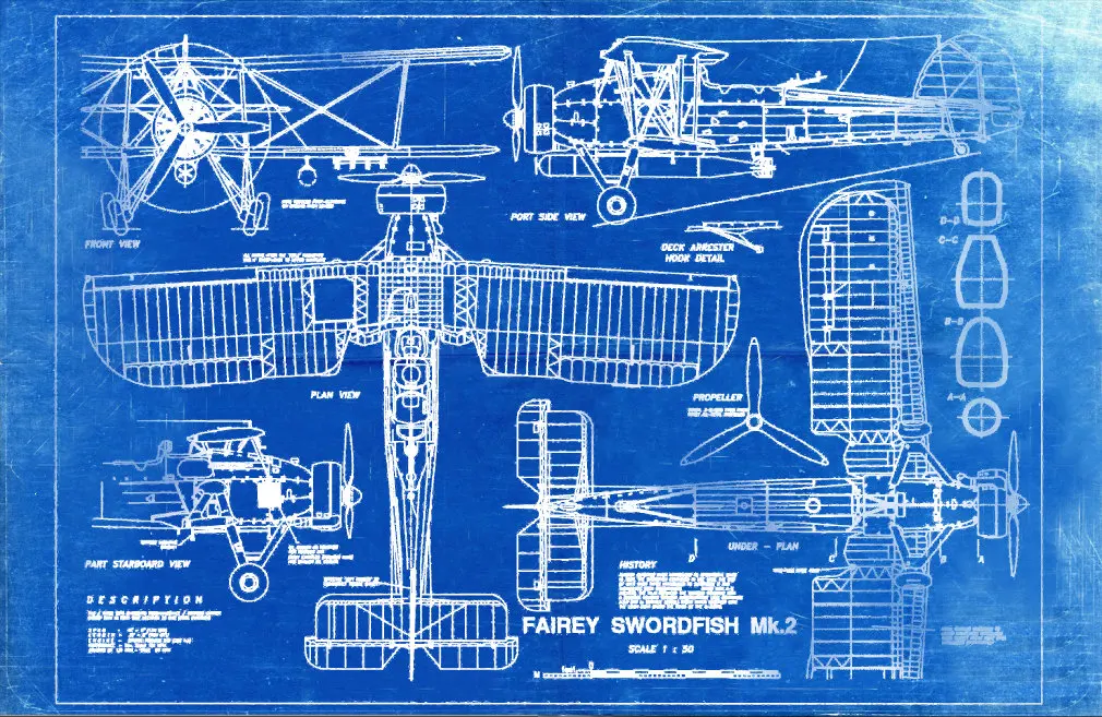 WW2 Plane F4U Corsair blueprintsci Fi Ретро винтажная наклейка из крафт бумаги Картина на холсте