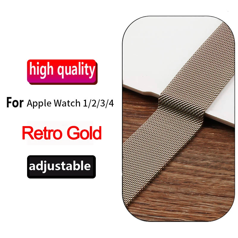 retro gold Миланская петля браслет из нержавеющей стали ремешок для Apple Watch 5 4 3 2 1 42 мм 38 мм браслет ремешок для iwatch 4 3 40 мм 44 мм - Цвет ремешка: retro gold