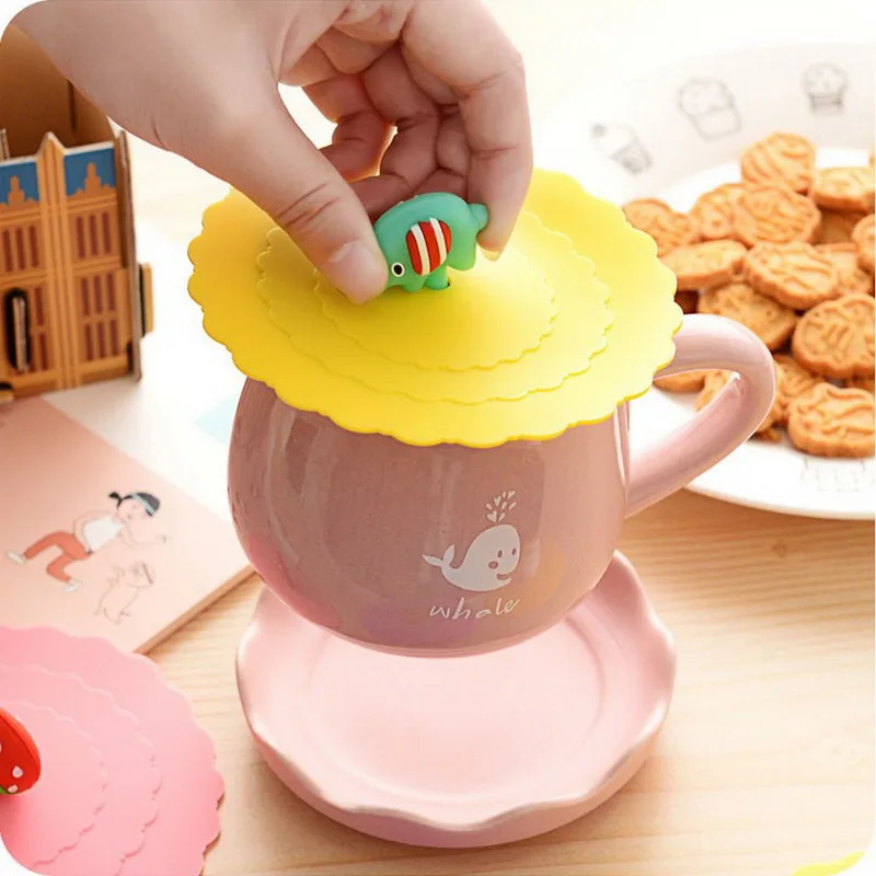 Симпатичная силиконовая крышка для чашки кухонный и офисный аксессуар присоска