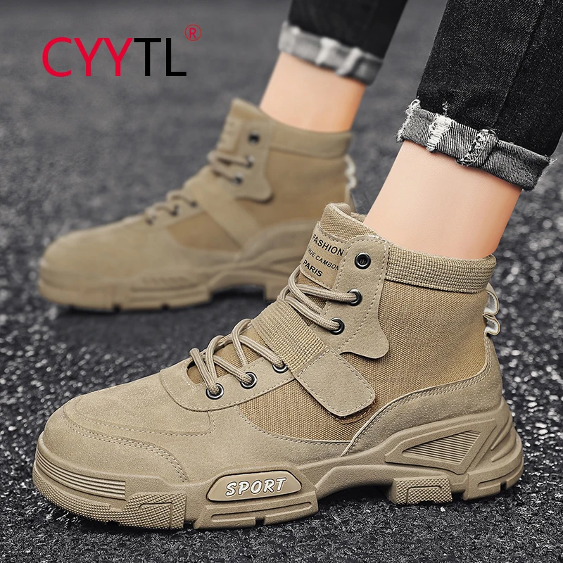 

CYYTL 2021 Winter New Men's Tooling Ankle Boots Casual Outdoor Hiking Shoes Work Breathable Non Slip Suede Walking Booties
