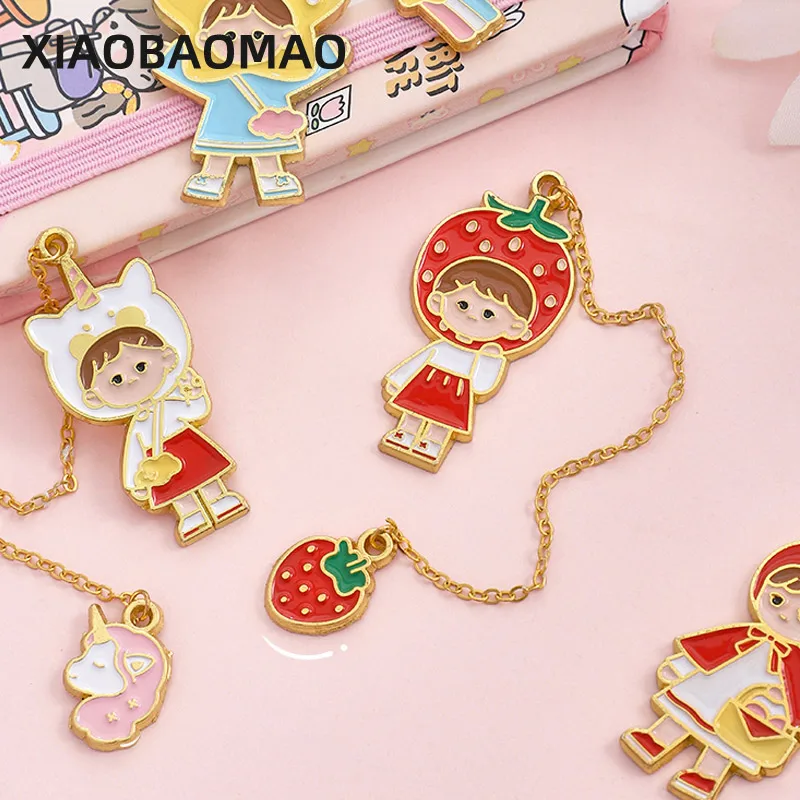 1PC Cartoon Style Bookmark Girl Clip Metal Pagination Mark Stationery Student Gift School Office Supplies