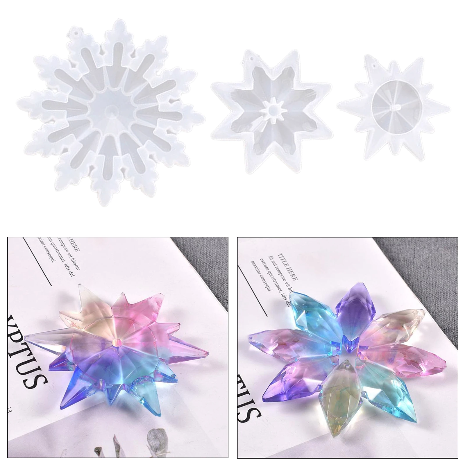 

Crystal Pendant Snowflake Silicone Mould Resin Casting Mold Jewelry Tools