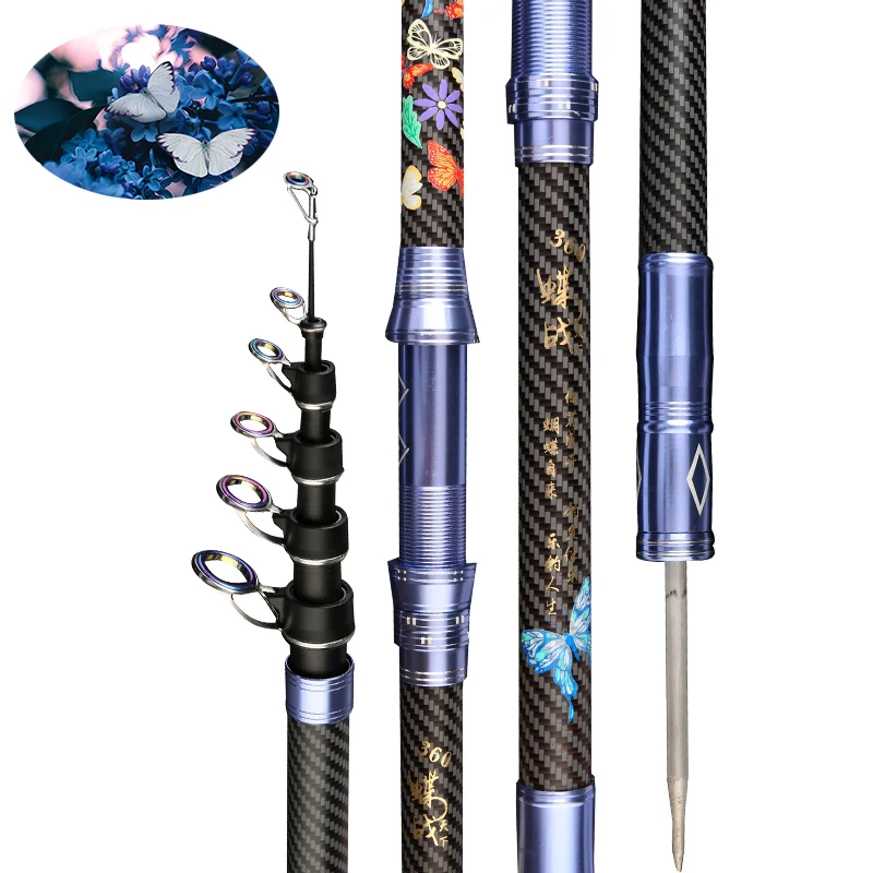 

2021 Newly Designed Portable 100m Long-Range Fishing Rod 2.1m-4.5m Carbon Fiber Sea Rod Boat Rock Fishing Rod Carp Fishing Gear