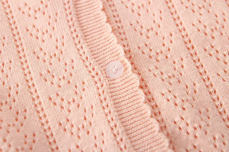 Pink Kids Jackets for Girls Sweater Cardigan Thin Summer Worsted O-Neck Cotton Coat Clothes 2 3 4 6 8 Years Old 205003 | Мать и ребенок