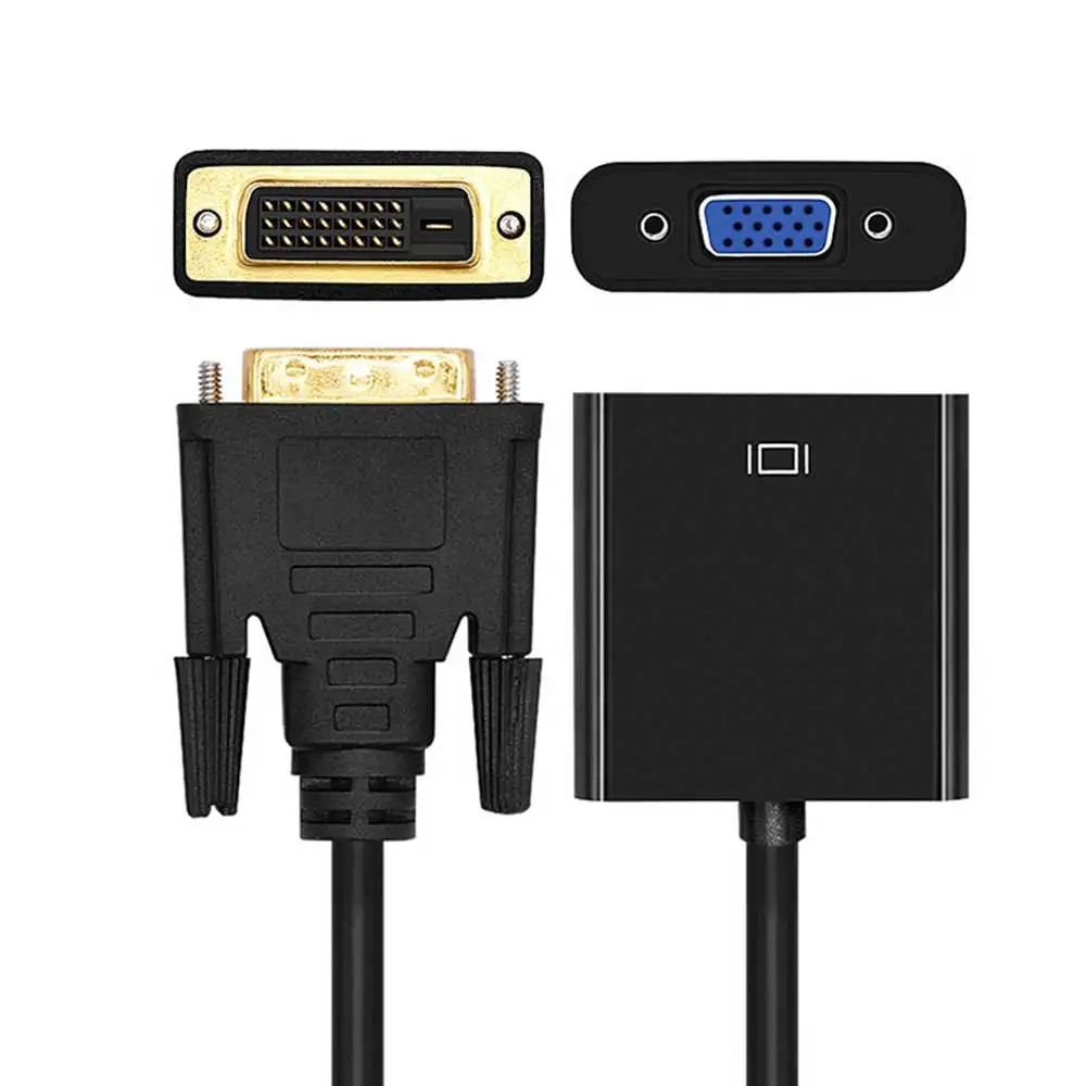 Переходник DVI (штекер)/VGA (гнездо), Full HD 1080P, DVI-D в VGA, 24 + 1 25 контактов в 15 контактов, преобразователь кабеля для ПК, монитора компьютера