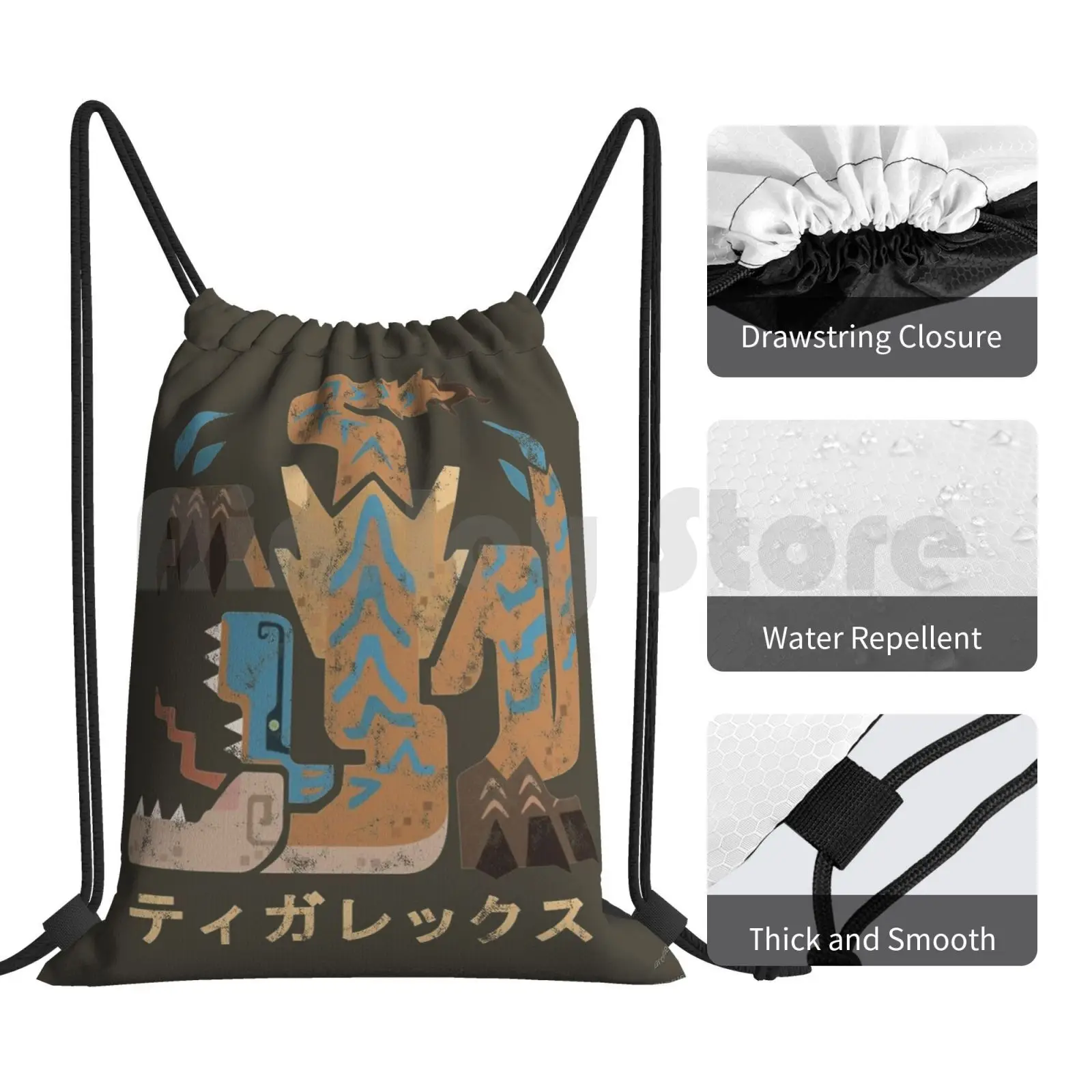 Monster Hunter World Iceborne Tigrex Kanji Icon рюкзак сумка с Кулиской Спортивная Сумка