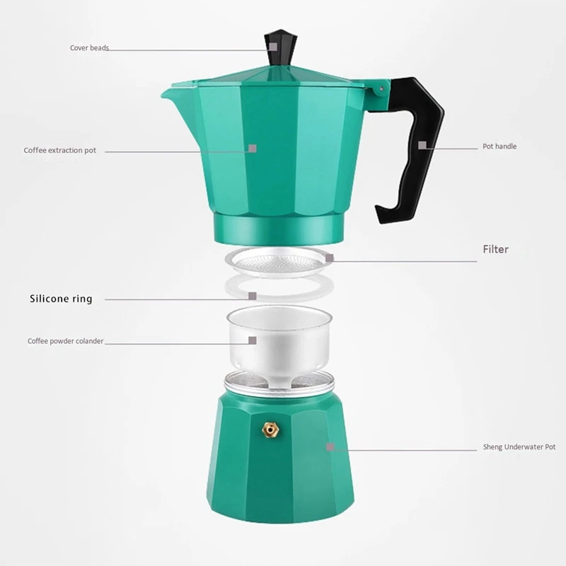 

Mocha Latte Coffee Maker Italian Moka Espresso Cafeteira Percolator Pot with Manual Coffee Grinder Burr Grinder