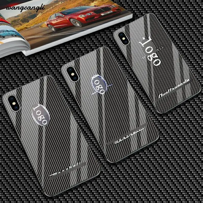 Чехол с логотипом автомобиля Maserati для iPhone 7 8 и чехол из закаленного стекла x xr xs max 6