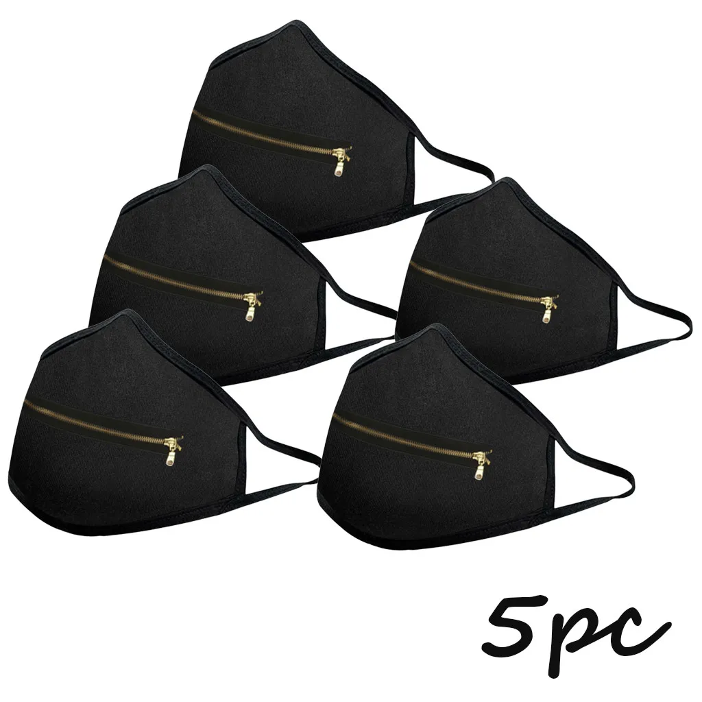 5 шт. Моющиеся защитная маска Для мужчин и женщин многоразовая с замком молнией