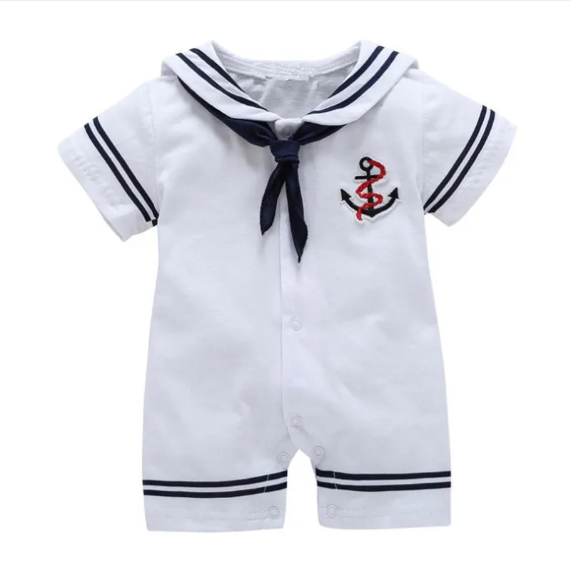 

Newborn Baby Boys Girls Clothes robe ete Cotton White Navy Style Short sleeve Infant Jumpsuit Toddler Outfits SetCarter