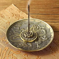 retro 5 holes lotus incense burners dragon incense holder stick cone censer plate buddhism 2 colors home office decoration craft
