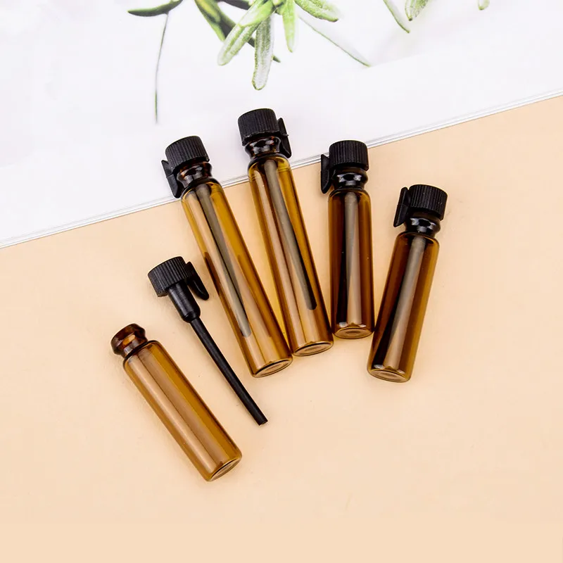 

Hot Sales_100pcs/lot 1ML 2ML Amber Glass Bottle Perfume Empty Bottles Sample Glass Vials Small Promotion Oil Bottle