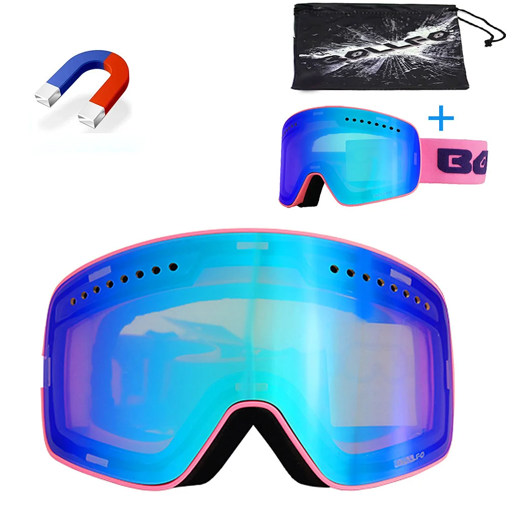 Winter Ski Glasses Ski Mask Snowboard Glasses For Men Women Magnetic Double-layer Anti-fog Lenses Revo Coating Skiing Eyewear