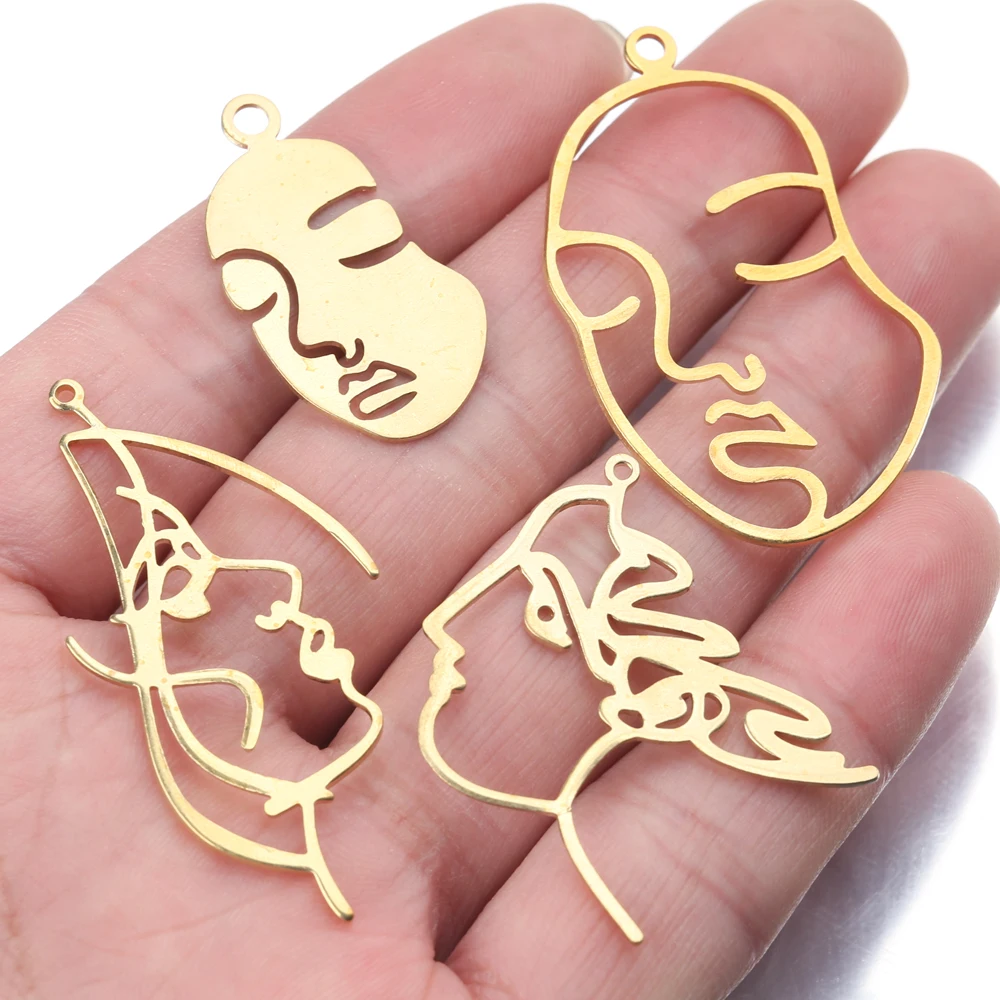 

10Pcs Original Brass Hollow Face Charms Hanging Unusual Earrings Pendants Components For Diy Handmade Jewelry Necklace Making