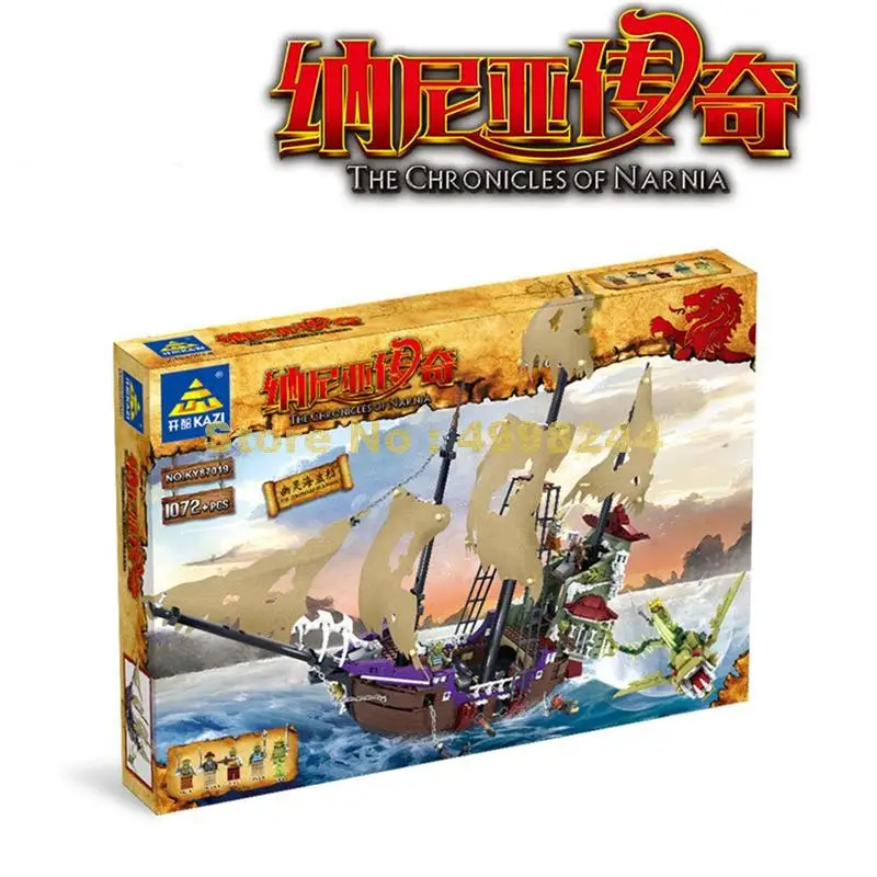 1072 шт. игрушечные строительные блоки: корабль Нарния приключения дракона призрак