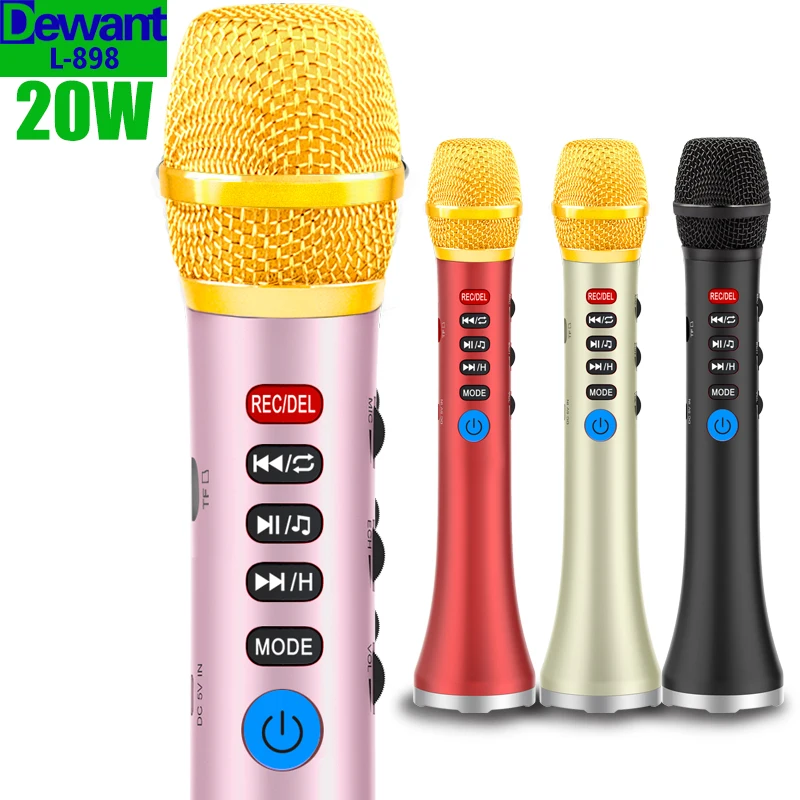 Портативный динамический беспроводной Bluetooth караоке микрофон динамик 20 Вт с