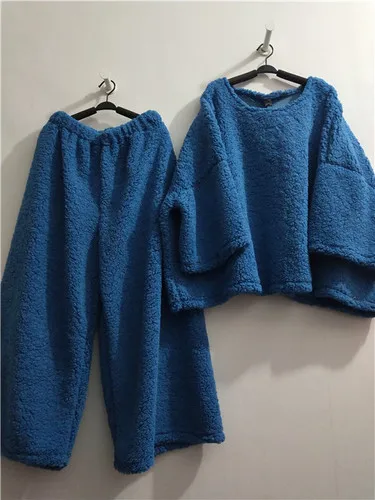 Blue SuperAen/Новинка года; сезон зима-осень; женские комплекты; топы с длинными рукавами и круглым воротником; повседневные Прямые брюки; Модные женские комплекты из двух предметов - Цвет: Blue
