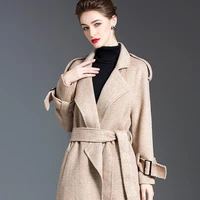 women double sided khaki herringbone wool cashmere overcoats winter woolen jackets high end long handmade outwear oversize