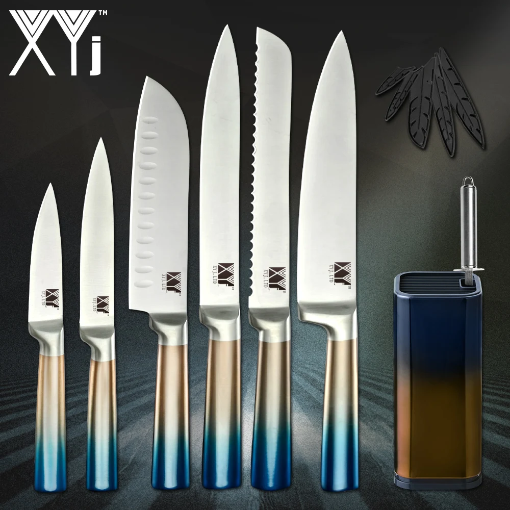 Набор кухонных ножей XYj с градиентной рукояткой из нержавеющей стали 8 дюймов
