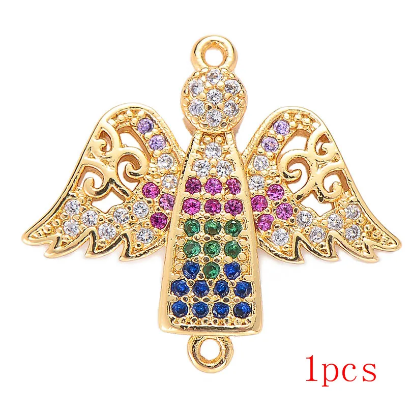 Gold Pipitree Мульти Кубический Цирконий крылья амулеты ангелы Медь золотой цвет Подвески на браслеты для ручного творчества для изготовления ювелирных изделий соединитель фурнитура - Окраска металла: Gold