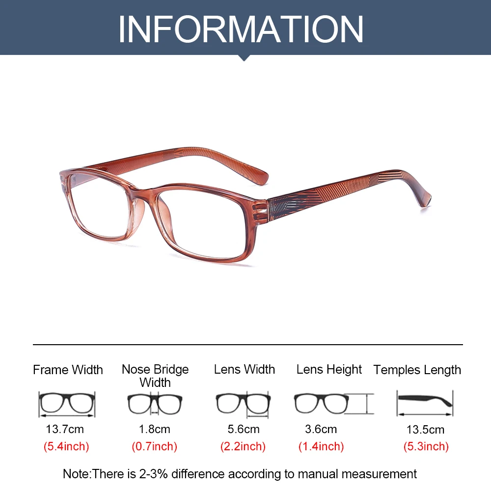 

1Pair Presbyopic Eyeglasses Ultralight PC Frame Reading Glasses Classic Portable High-definition Eyewear Vision Care +1.0~+4.0