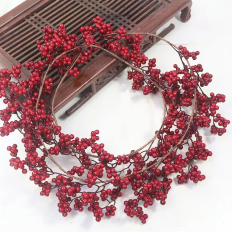 

5.9 Ft Christmas Red Berry Garland Artificial Burgundy Red Pip Christmas Garland for Fireplace Decorations Holiday Decor
