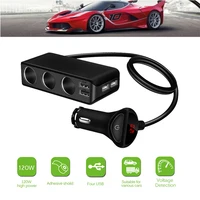 4 usb port car charger 6 8a usb charger voltmeter with 3 way car cigarette lighter socket splitter 120w power adapter charger