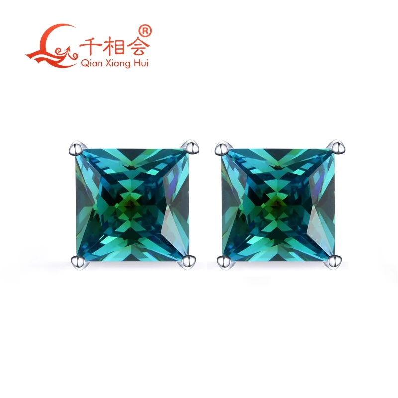 Серьги пусеты прямоугольной формы из серебра 925 пробы 8 мм|Серьги-гвоздики| |