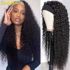 Luvin 28 30 32 дюйма глубокая волна парик с головной повязкой человеческие волосы парики для черных женщин вьющиеся волосы парик с бразильским Реми манекен для шарфа парика