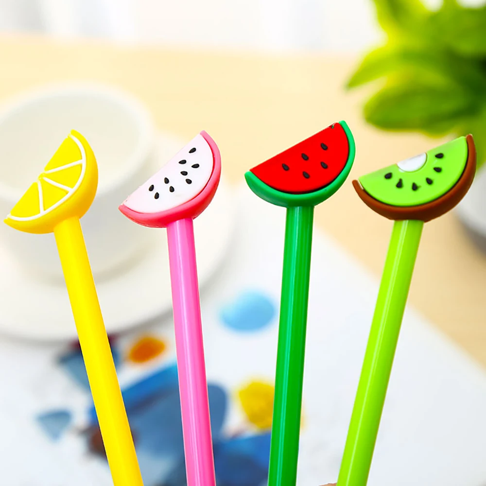 

Korean Funny Cute Gel Pen Watermelon Fruit Kawaii Stationery Kawai Office Accessory Back to School Supply Stationary Thing Blue