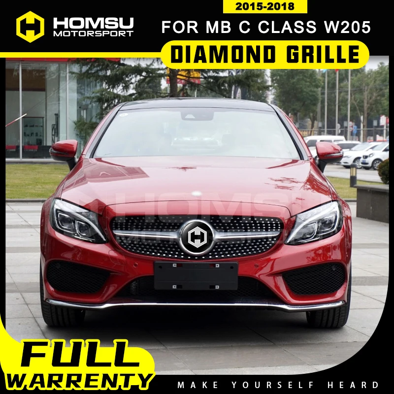 2015 2016 2017 2018 для Mercedes C class W205 Алмазная решетка Bens C180 C200 C250 C220 C350e передний бампер Gt |
