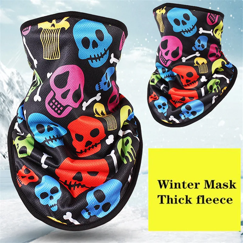 Winter Fleece Ski Scarf . Cycling Snowboard Equipment Bandana Headwear Mask Neck Triangle Thicken Warm Women Men Skull Bibs | Спорт и