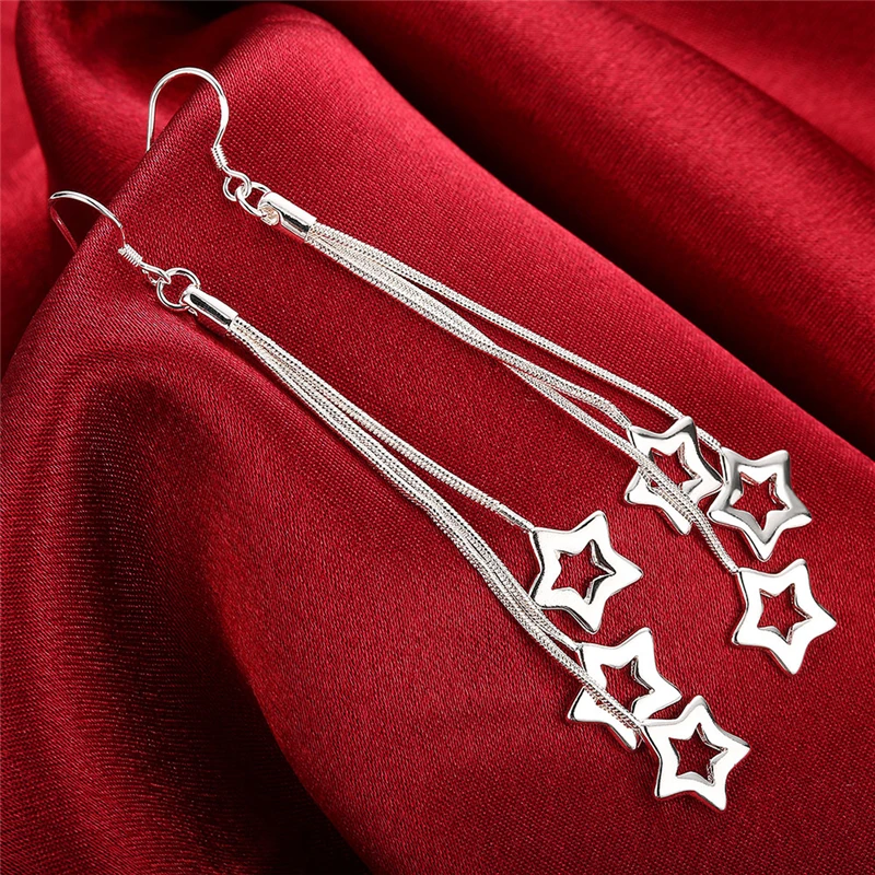 Серьги из чистого серебра для женщин S925 стерлингового ювелирные изделия звезды