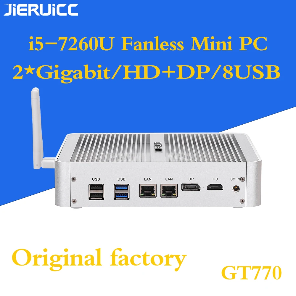 Чехол Intel Core i5 7260U из алюминиевого сплава мини ПК HTPC с поддержкой 4K HD дисплей 7*24