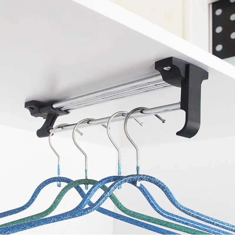 

12/14/16/20 Inch Wardrobe Top Clothes Rail Wardrobe Hanger Cloakroom Telescopic Clothes Storage Rod Hanging Extending Rods