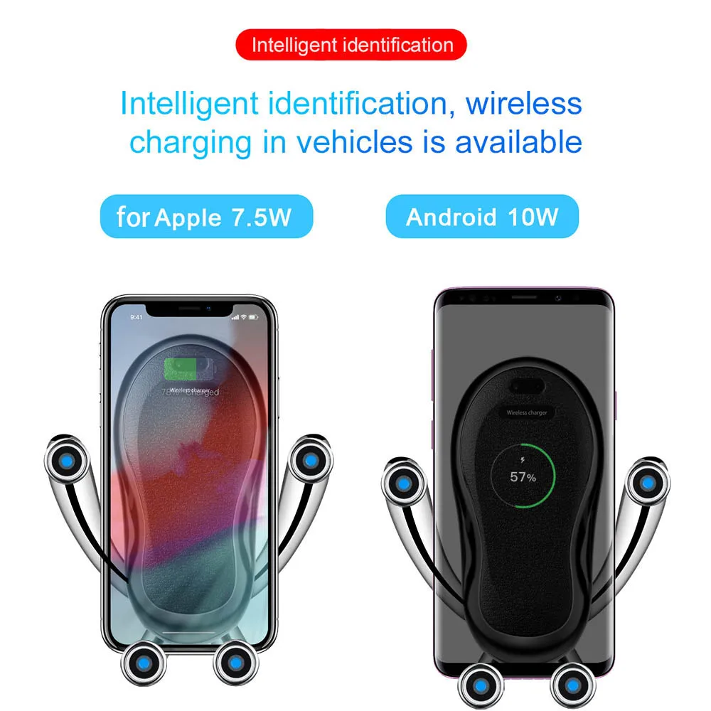 FDGAO 10 Вт беспроводное автомобильное зарядное устройство автоматический зажим Qi