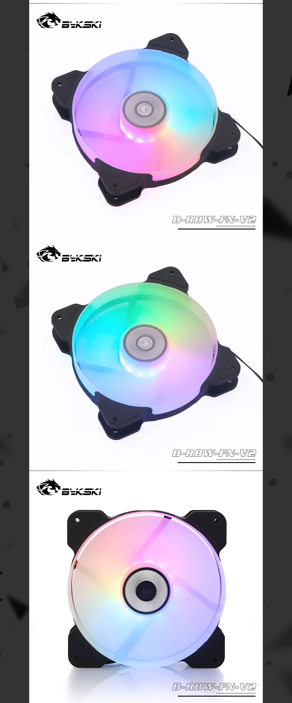 Bykski B-APRBW-FN-V2/B-RBW-FN-V2, RBW 120mm Constant Cooling Fan / Cooler, Compatible With 120/240/360/480mm Radiators