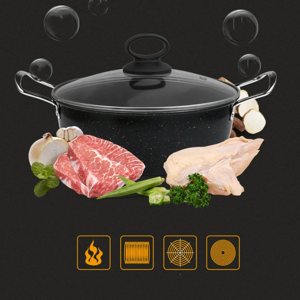 Black Delicate Maifan Stone Pot Multi-function Cooking Instant Noodle Two Handle Soup for Home Kitchen Restaurant | Дом и сад