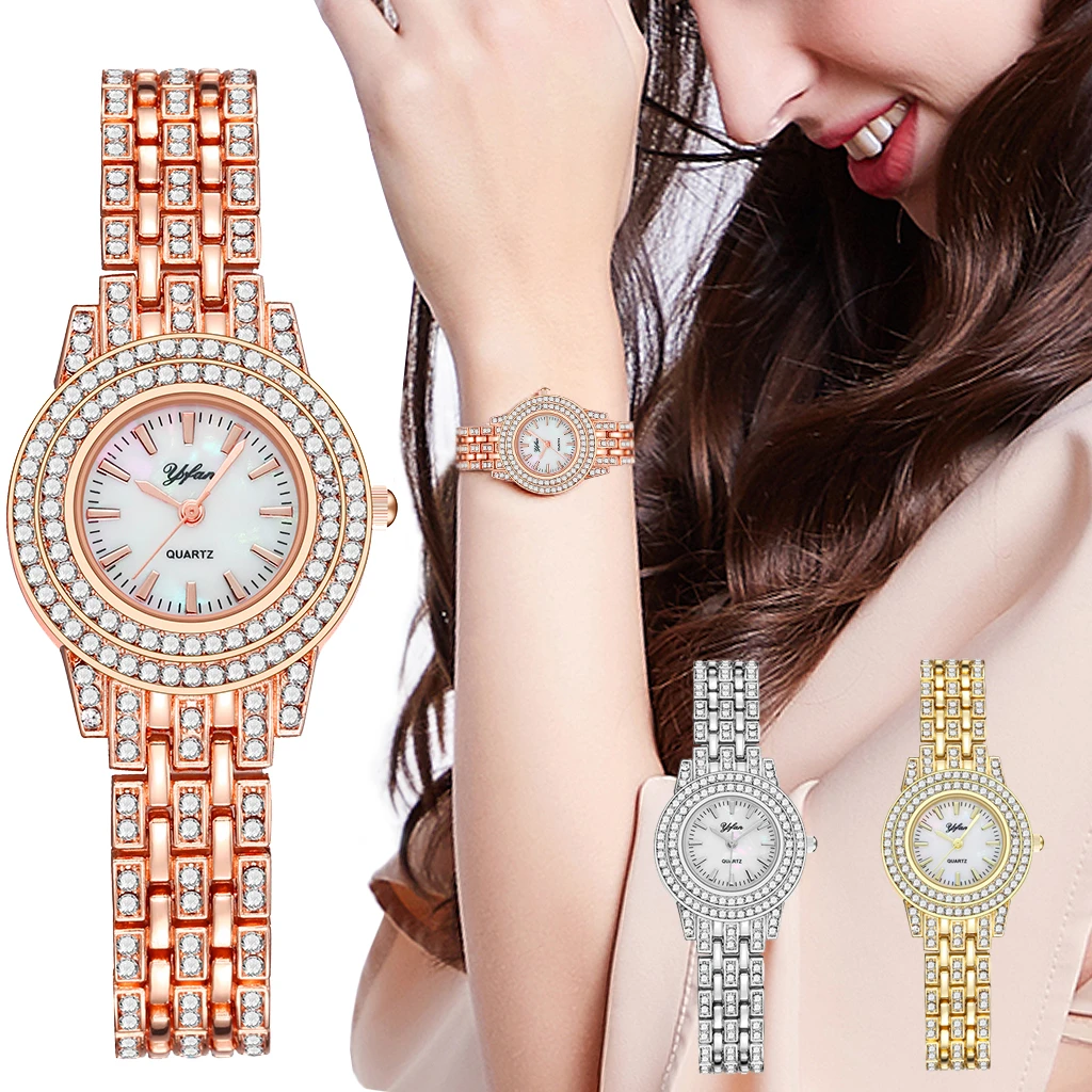 

Women Rose Gold Full Diamond Bracelet Watches Luxury Waterproof Quartz Rhinestone Wrist Watches Relogio Feminino