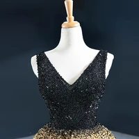J67141 Beautiful Contrast Asymmetrical Evening Dress 2020 Beading Crystal Deep V-Neck Tank With Sleeveless