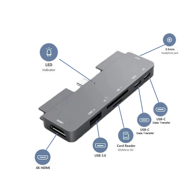 USB C концентратор для iPad Pro 2018 Type до 4K HDMI адаптер SD/устройство считывания с tf карт 3 5