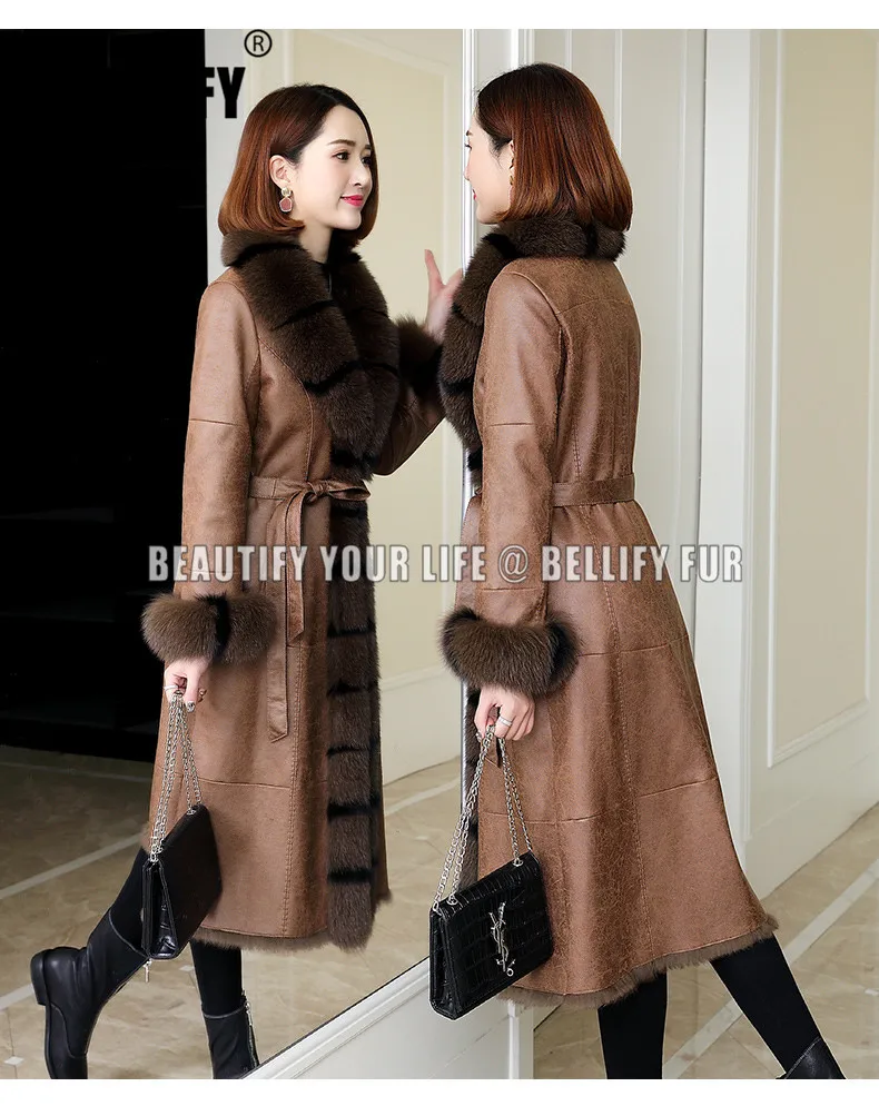 Осенне зимняя превосходная Роскошная длинная верхняя одежда из натуральной