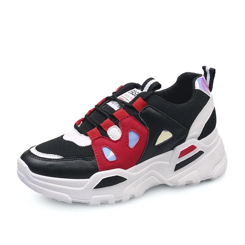 

2020 Spring New Leather Women's Platform Chunky Sneakers Fashion Women Flat Thick Sole Shoes Woman Footwear U13-43