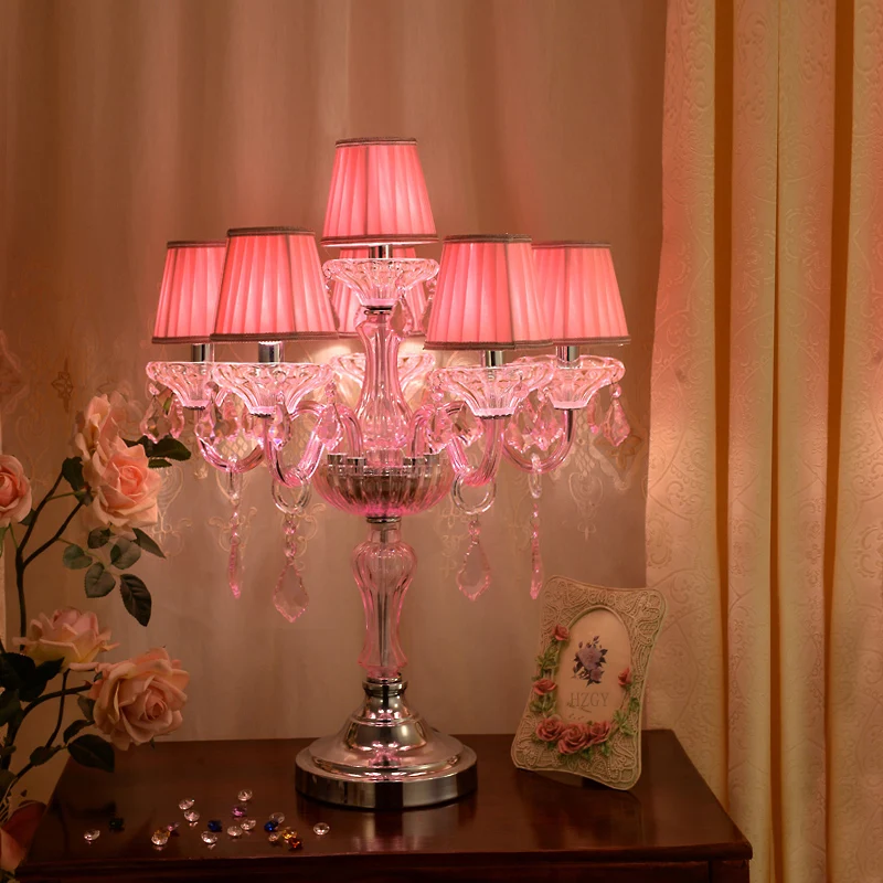 

Wedding Crystal Table Lamp Living Room Light Luxury Bedroom Princess Warm Rromantic Bedside Decorative Desk Lamps Free Shipping