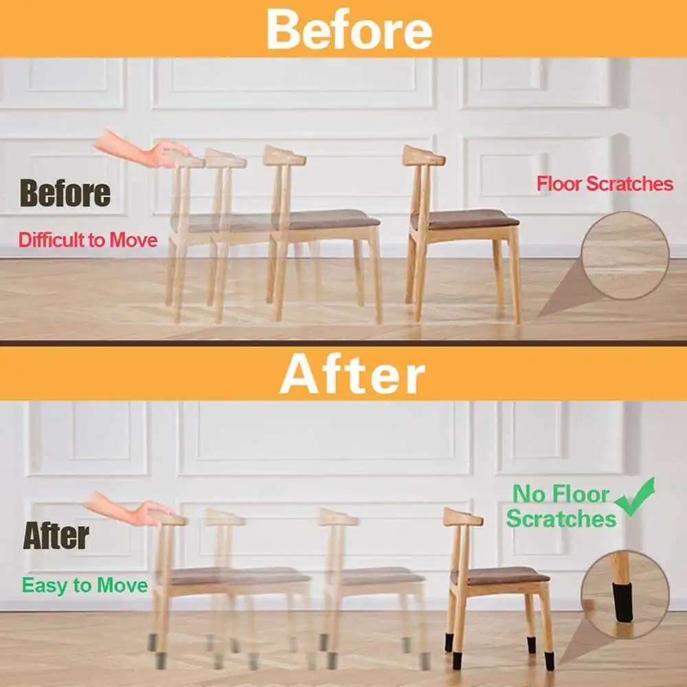 

16pc Chair Leg Socks Knit Non-Slip Table Floor Protector Covers