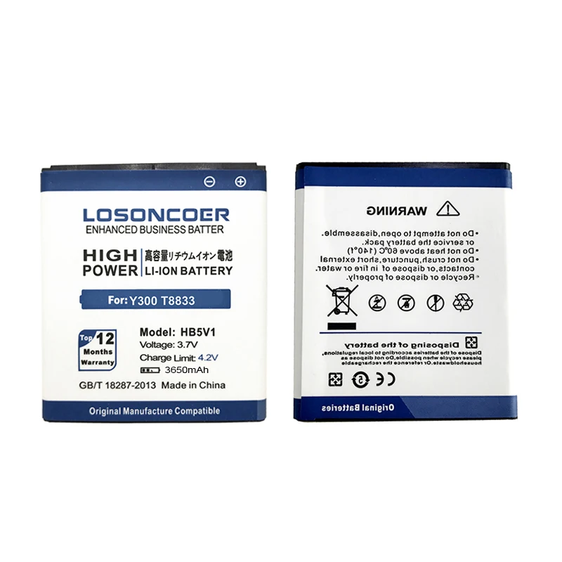 LOSONCOER HB5V1 HB5V1HV 3650 мА/ч, Батарея для huawei Honor Bee Y541 Y5C Y541-U02 Y560-U02 Y300 Y300C Y511 Y500 T8833 U88 Y336-U02