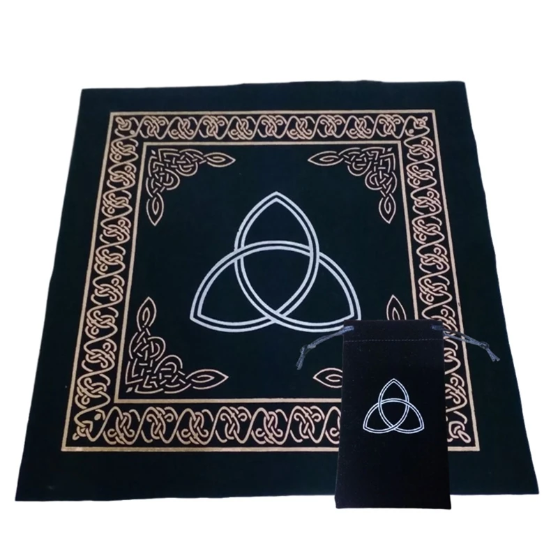 

Art Tarot Pagan Altar Cloth Flannel Tablecloth with Bag 50x50cm Square Table Cover Divination Game Card Pad 03KA