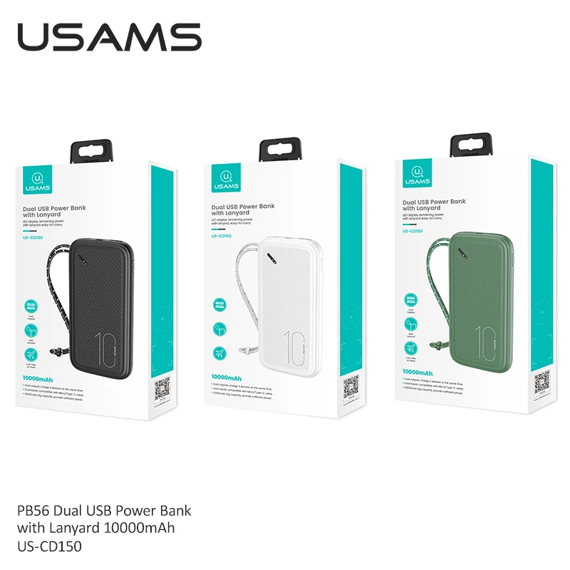 Внешний аккумулятор USAMS 10 Вт 10000 мАч 2 порта USB Type-C | Мобильные телефоны и